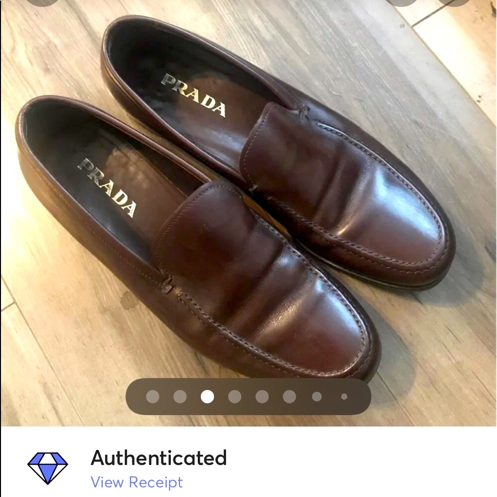 Prada Dark Brown Leather Slip-Ons